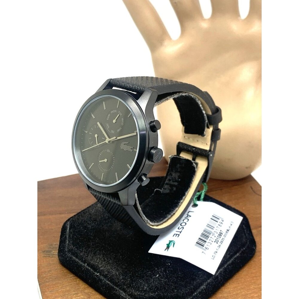 Lacoste Men's Watch 2010997 Quartz Black Dial 12.12 Leather Strap 42mm - Picture 14 of 14